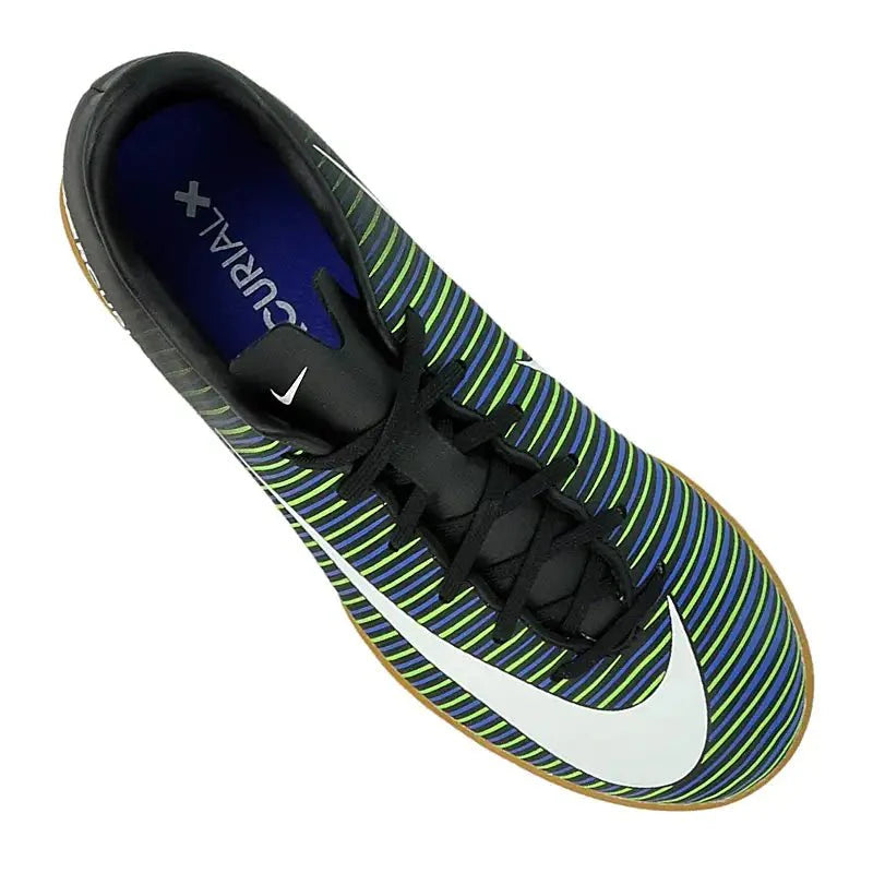 Nike Jr MercurialX Vapor XI IC Indoor Soccer Shoes Black White Electric Green