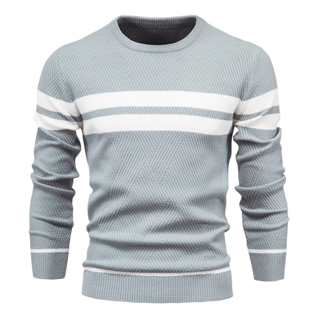 Mens Crew Neck Pullover Striped Sweater