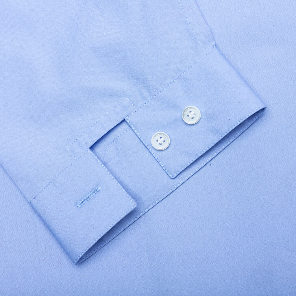 Light Blue Organic Poplin Shirt With Peeping Logo Iris Blue