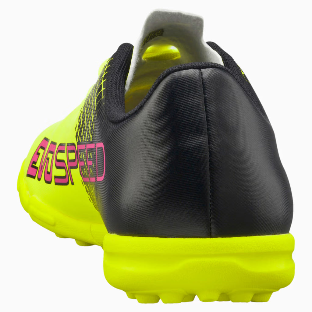 PUMA Evopower 43 Tricks TT JR Turf Youth Soccer Cleats Pink Glo Safety Yellow