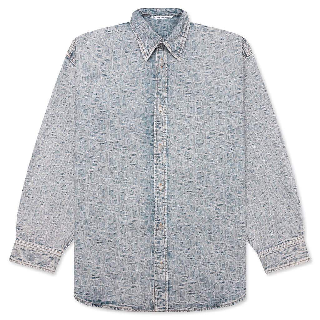 Relaxed Fit Denim Shirt Blue Beige