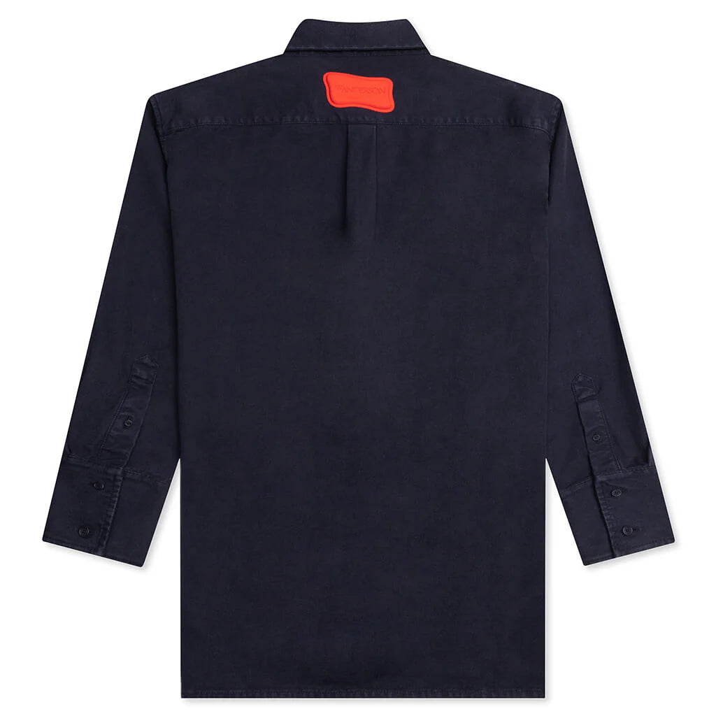 Chest Pocket Oversized Contrast Shirt Navy