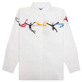 Embroidered Figures Button Up White