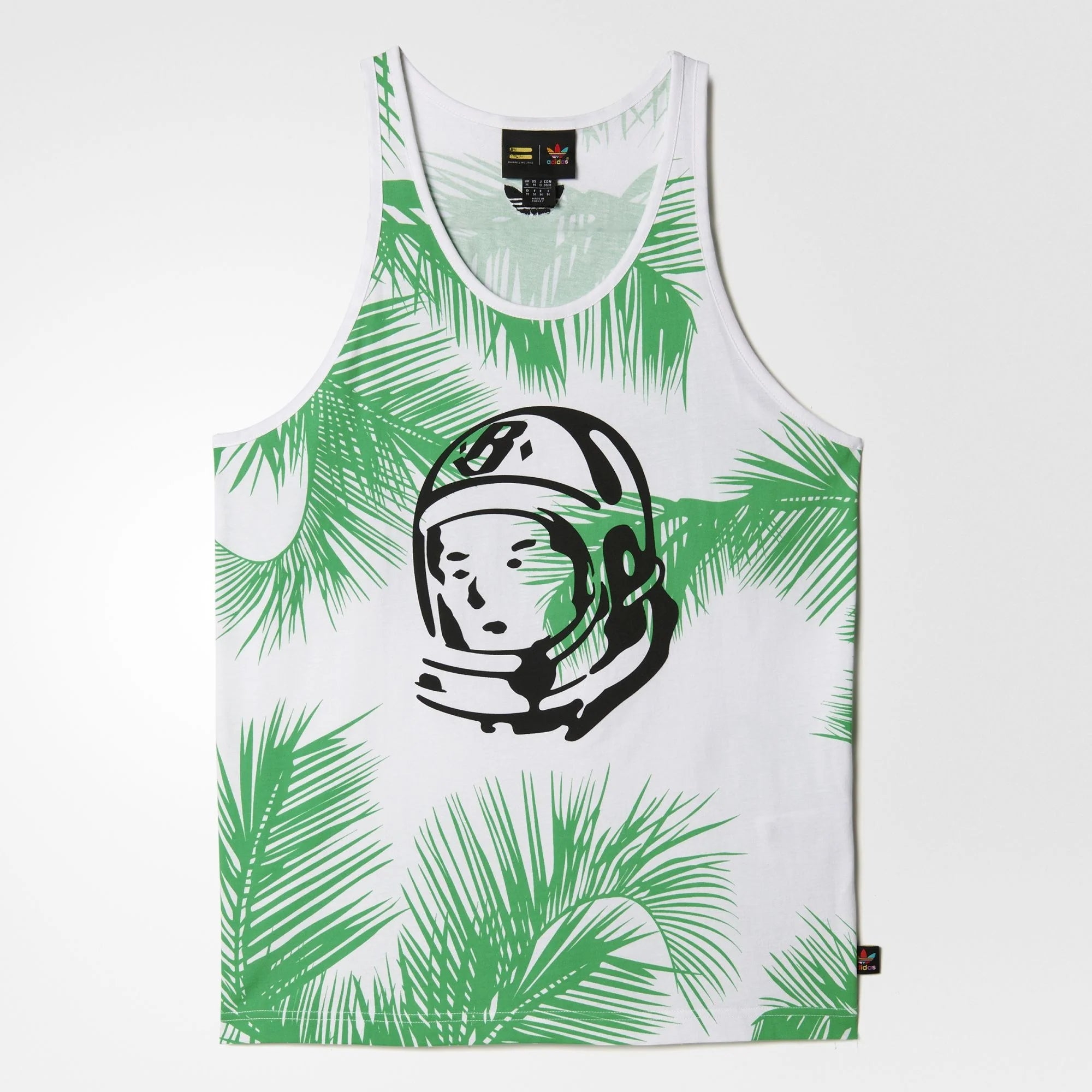 Pharrell Williams BBC Tank Top Palm Trees Mens White VIvid Green
