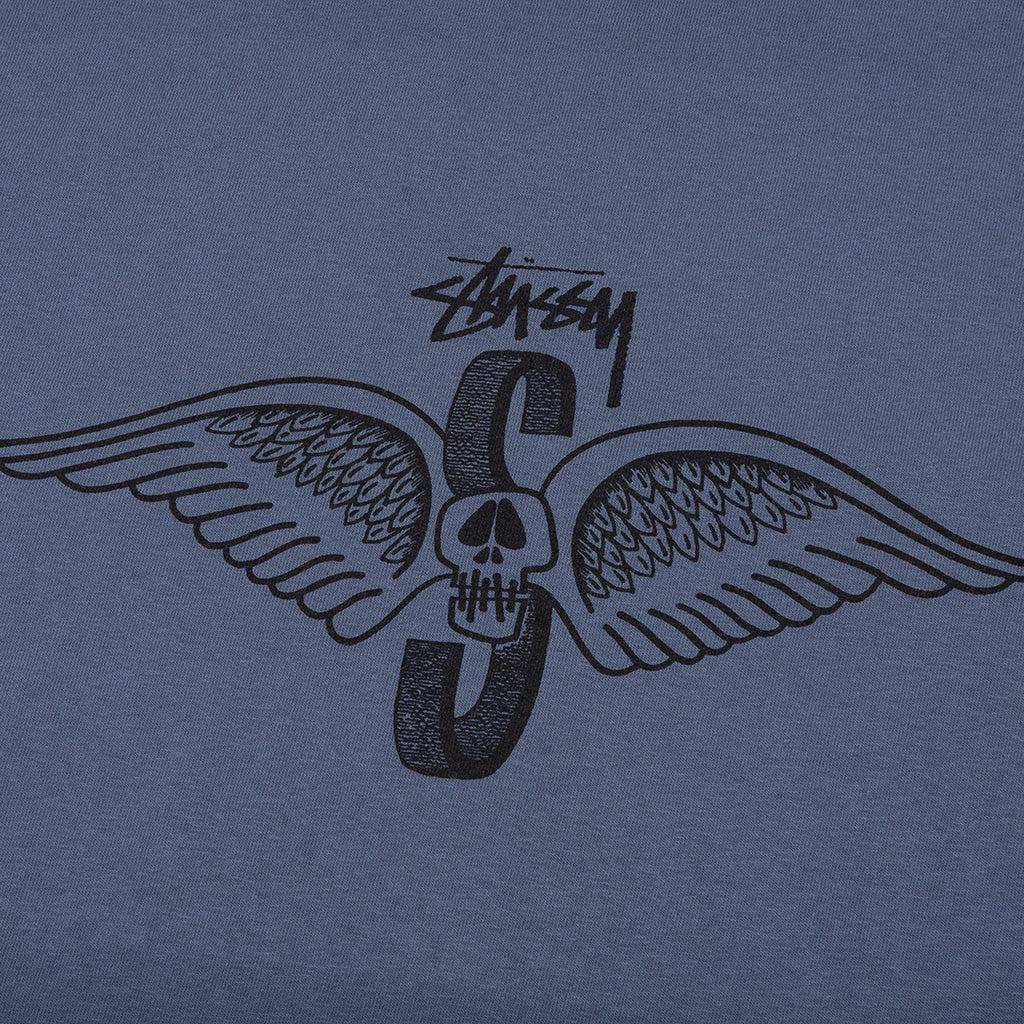 Skull Wings Pigment Dyed L S Tee Navy