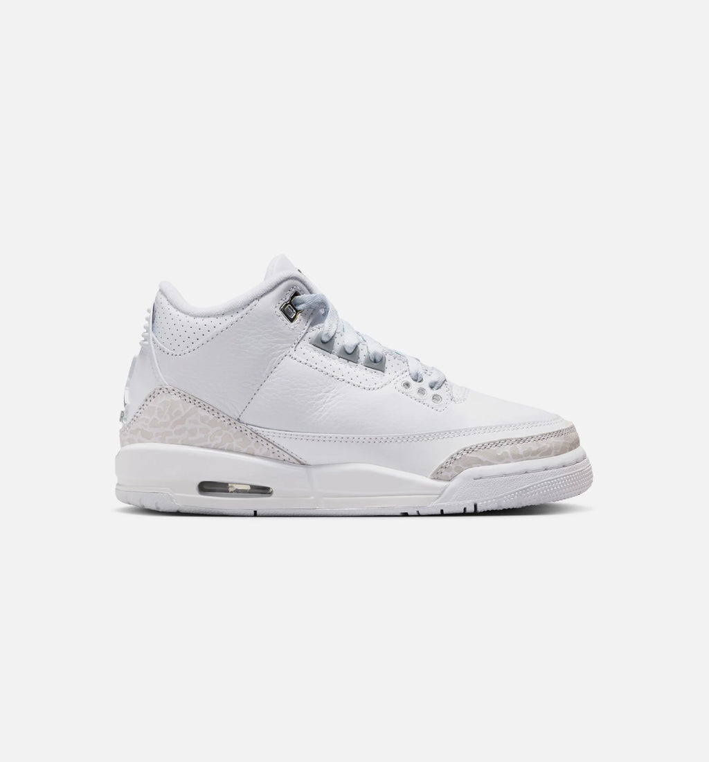 Air Jordan 3 Retro White And Silver Grade School Lifestyle Shoe White Metallic Silver Free Shipping