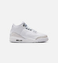 Air Jordan 3 Retro White And Silver Grade School Lifestyle Shoe White Metallic Silver Free Shipping