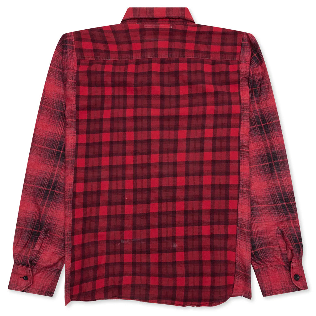 Over Dyed Ribbon Wide Shirt Red