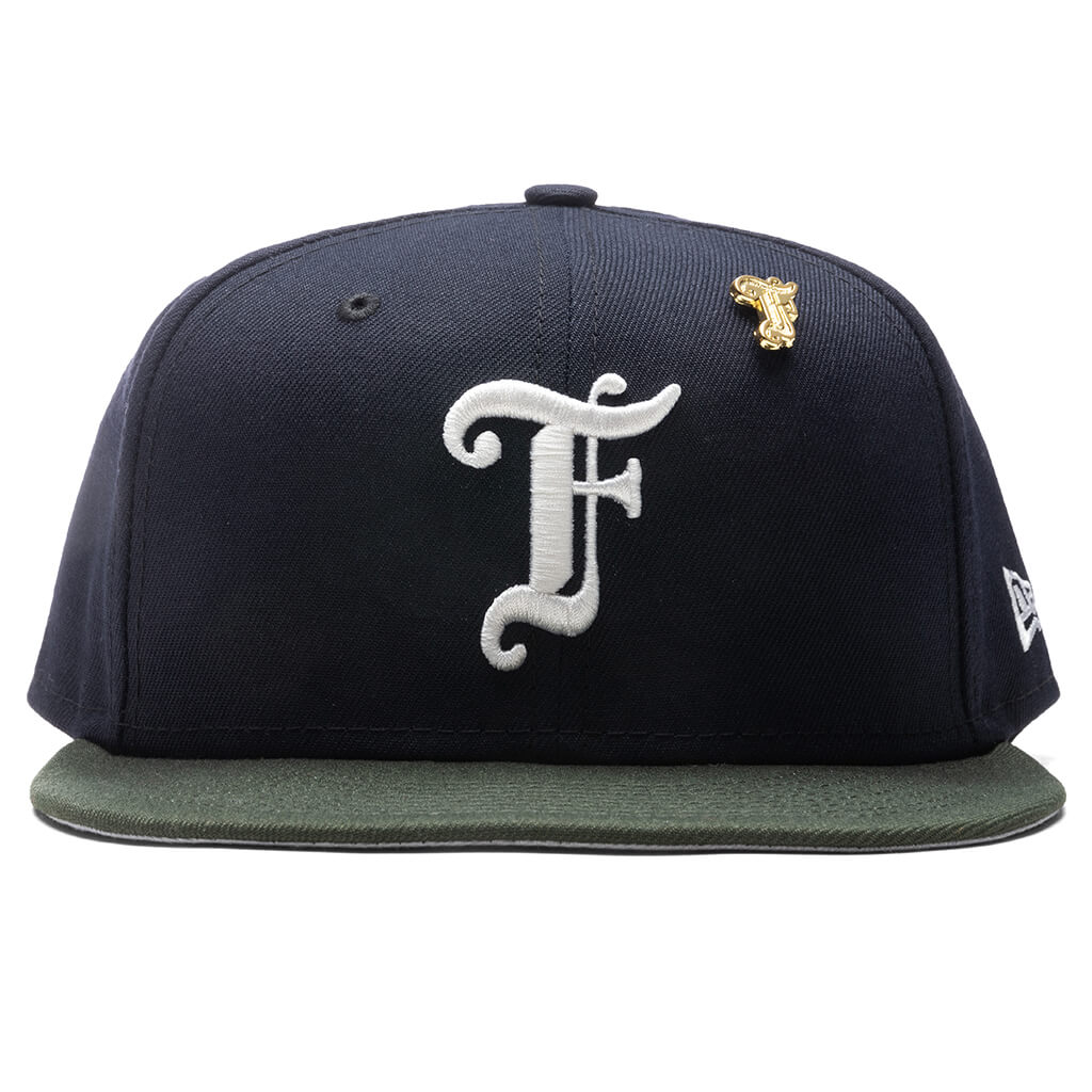 Feature x New Era Old English F Snapback Navy Seaweed