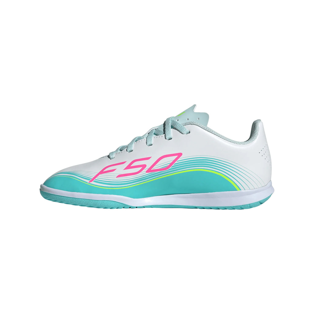 adidas F50 Messi Club IN Indoor Youth Soccer Shoes White Pink Aqua