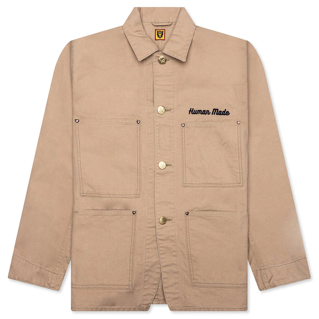 Washed Duck Coverall Jacket Beige