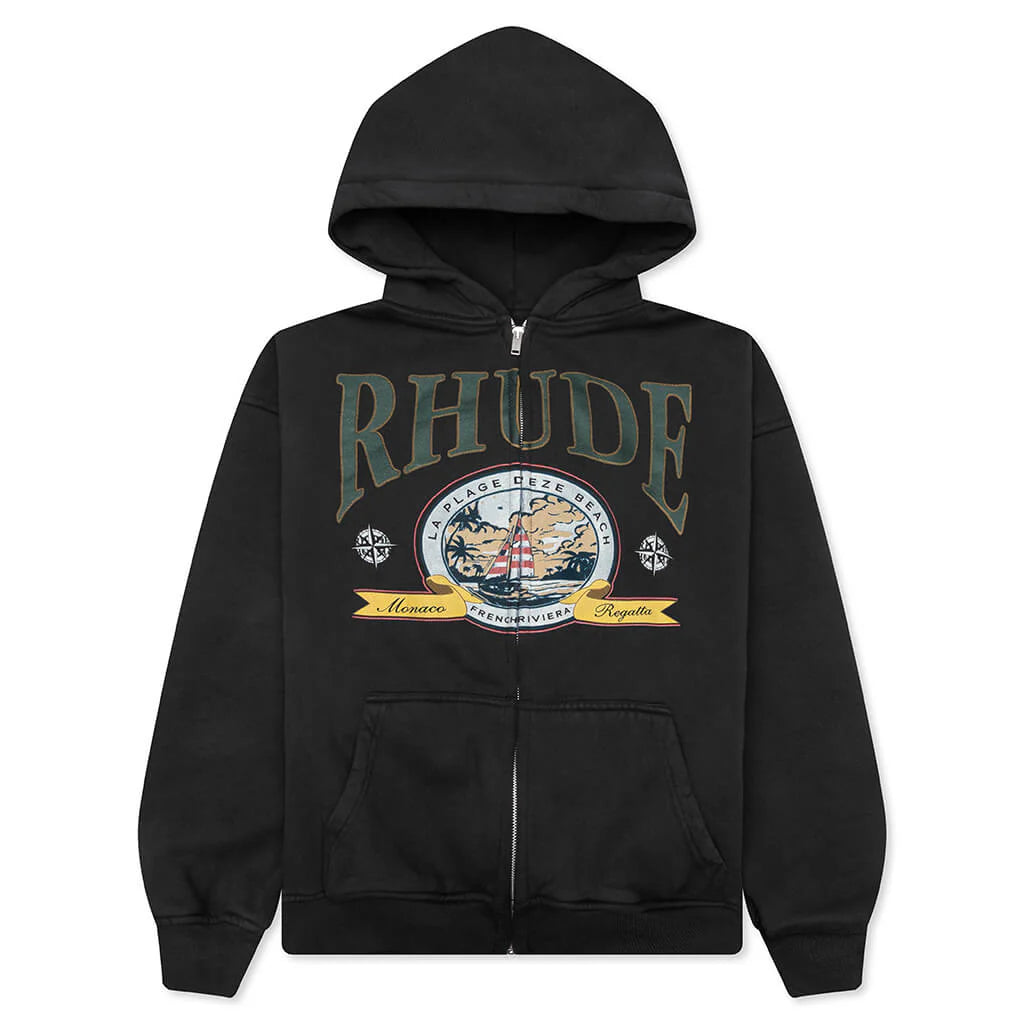 Monaco Regatta Full Zip Hoodie Vintage Black