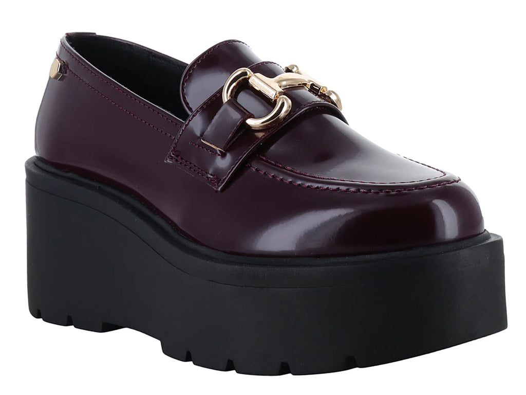 Mocasines Solie Plataforma Brillo Vino para Mujer