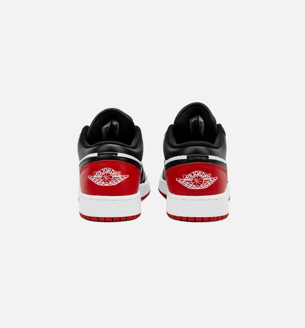 Air Jordan 1 Low Bred Toe Grade School Lifestyle Shoe Red Black