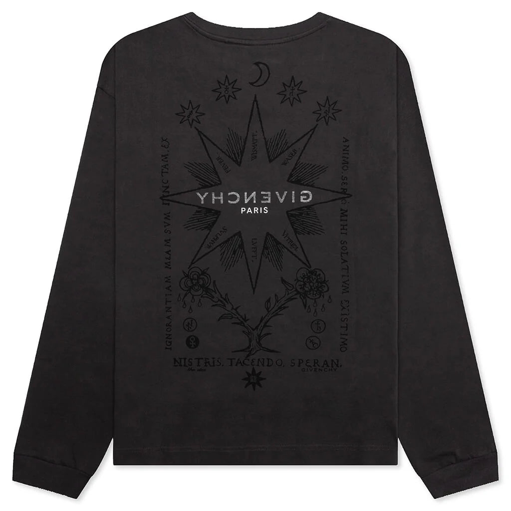 Tarot Print Boxy Fit Long Sleeve T Shirt Rosewood