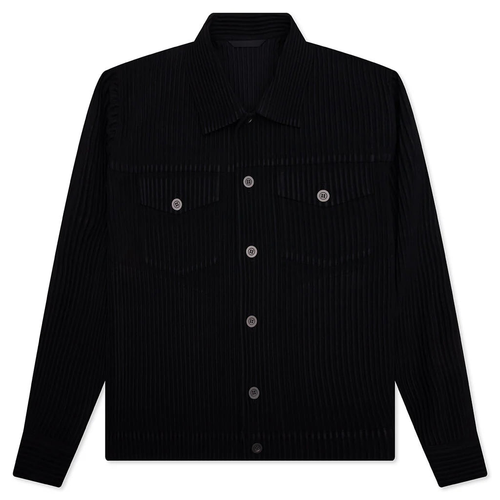 Wool Like Light Trucker Jacket Black