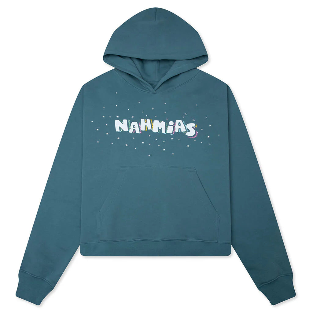 Flower Trip Crystal Hoodie Steel Blue