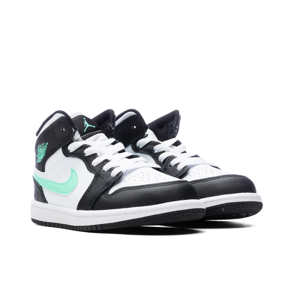 Jordan 1 Mid PS White Green Glow Black