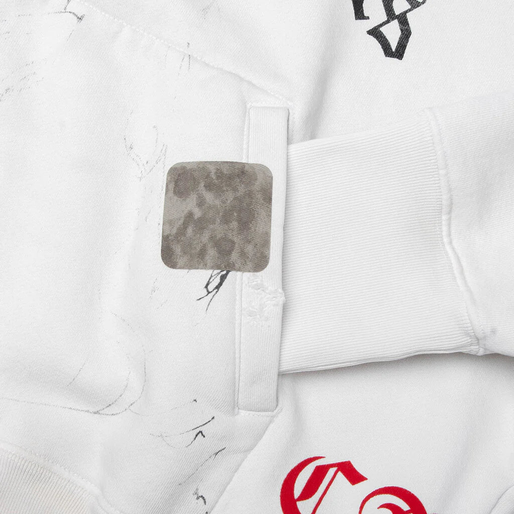 Stamp Zip Up Hoodie Vintage White