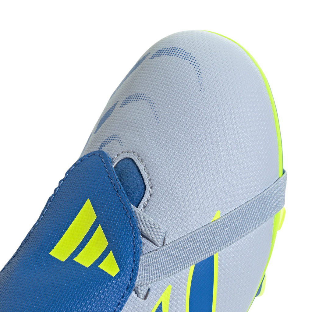 adidas Predator Club Fold Over Tongue Elastic Laces FG MG Firm Ground Multi Ground Youth Soccer Cleats Sky Blue Yellow