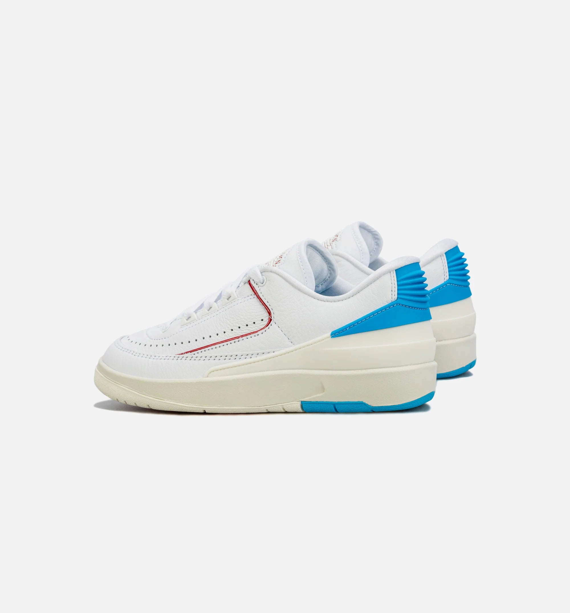 Air Jordan 2 Retro Low Gym Red and Dark Powder Blue Womens Lifestyle Shoe White Red Blue