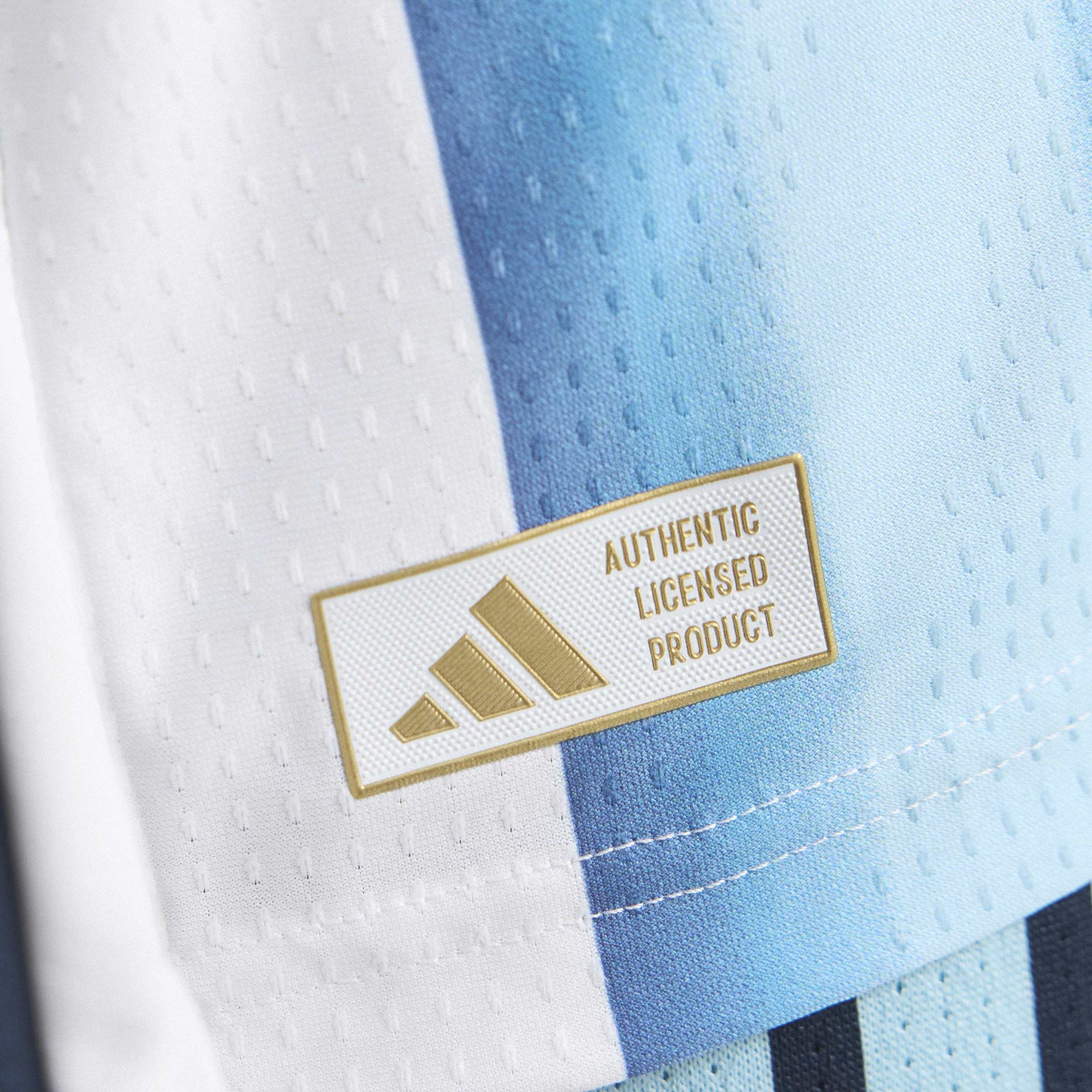 adidas Argentina Home Authentic Long Sleeve Mens Soccer Jersey 26 White Blue