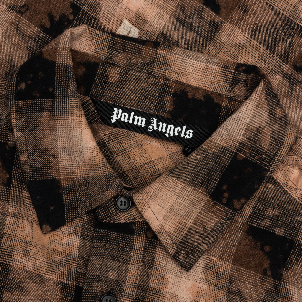 Curved Logo Check Shirt L S Brown Off White