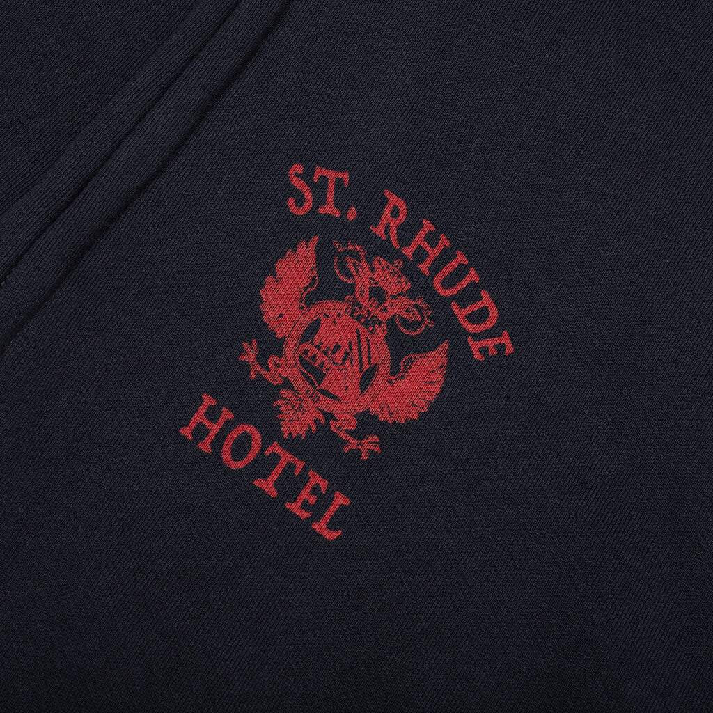 St Rhude Seal Zip Up Hoodie Vintage Black Red