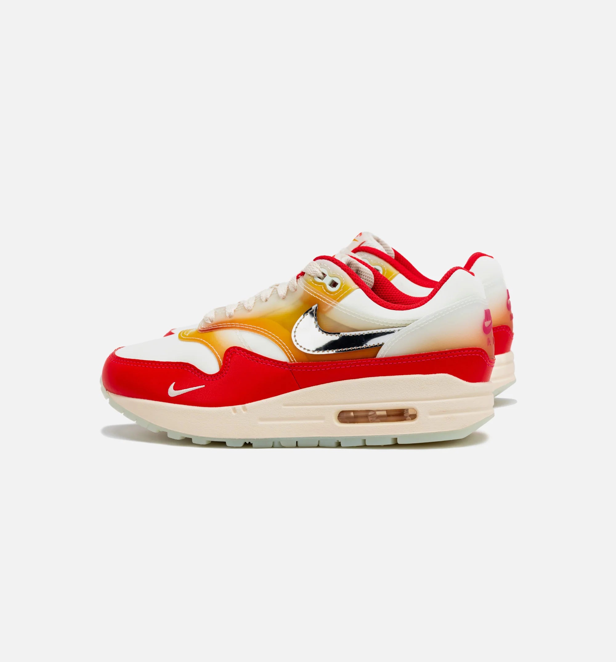 Air Max 1 Soft Vinyl Womens Lifestyle Shoe Sail Metallic Silver Siren Red