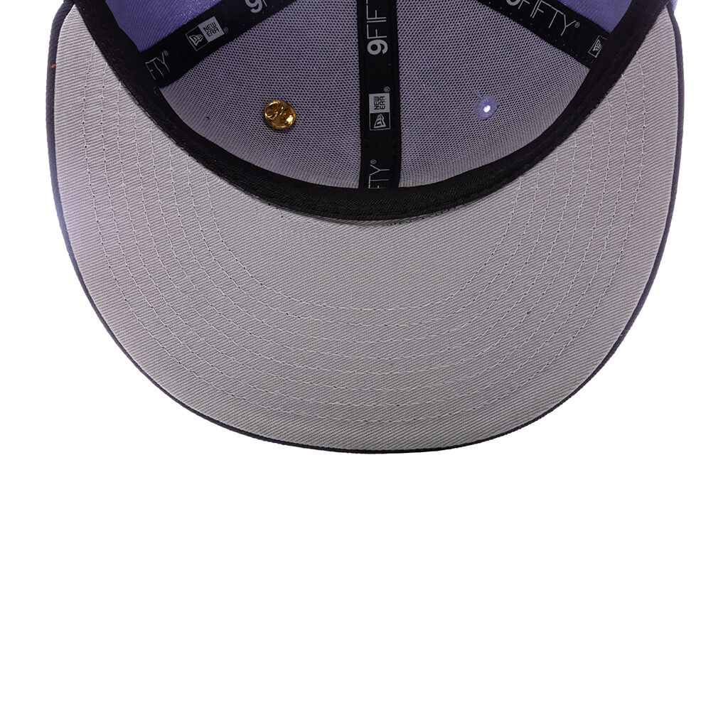 Feature x New Era Old English F Snapback Hat w Pin Lavender Night Shift Navy