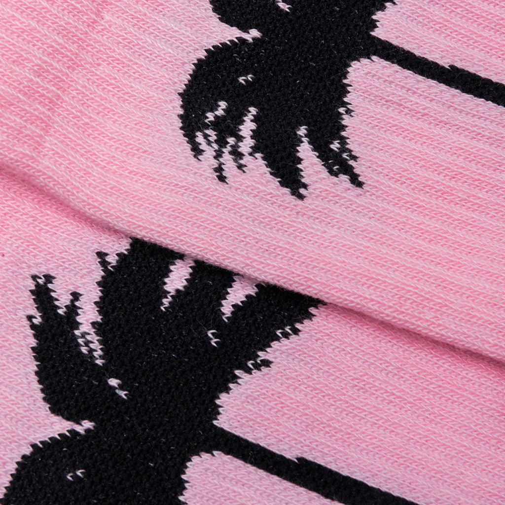 Palm Socks Baby Pink Black
