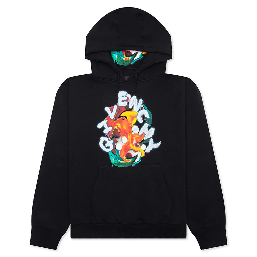 Psychedelic Boxy Fit Hoodie Black