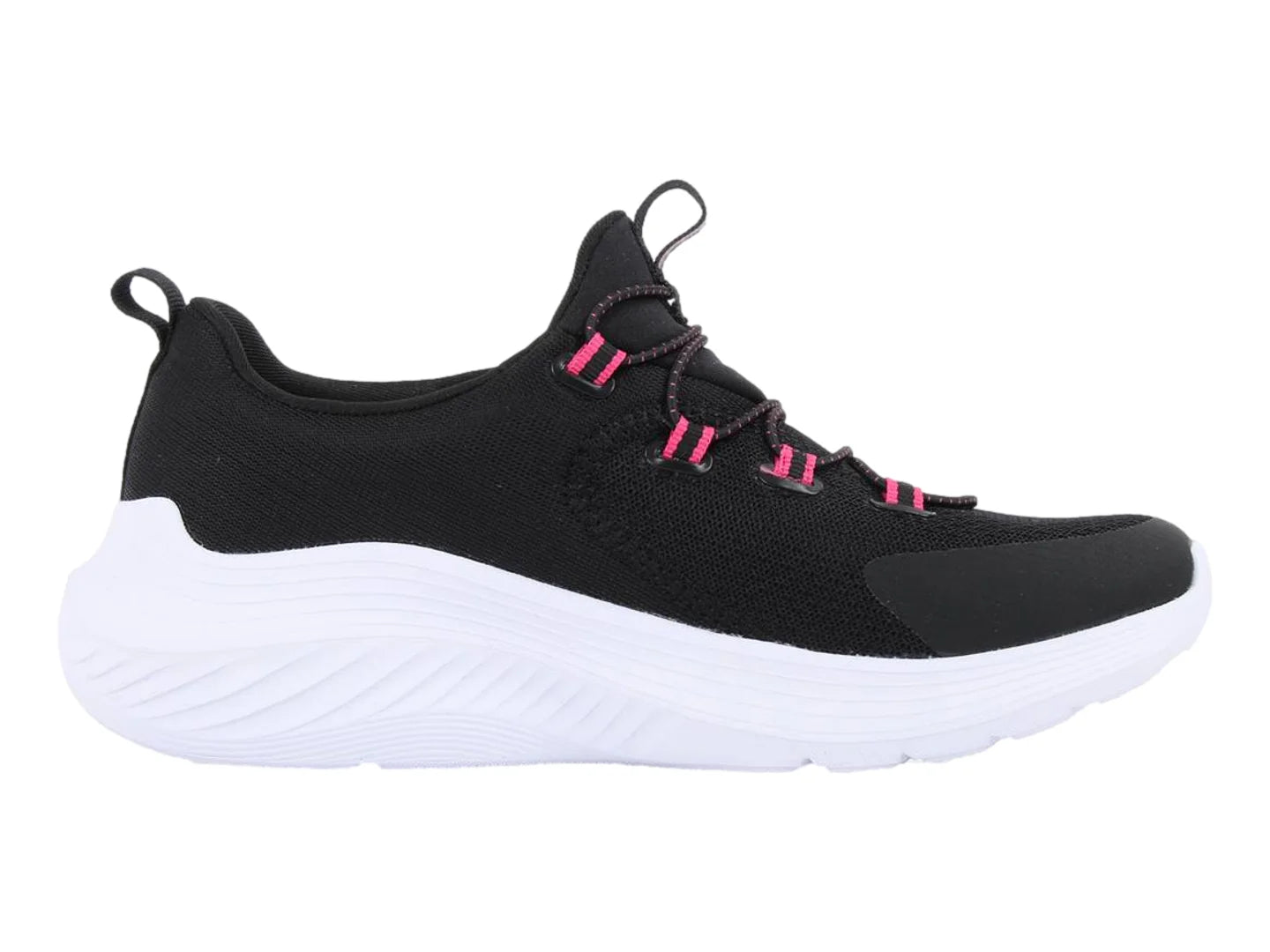 Tenis Skechers BOBS Sport Negro con Fucsia para Mujer