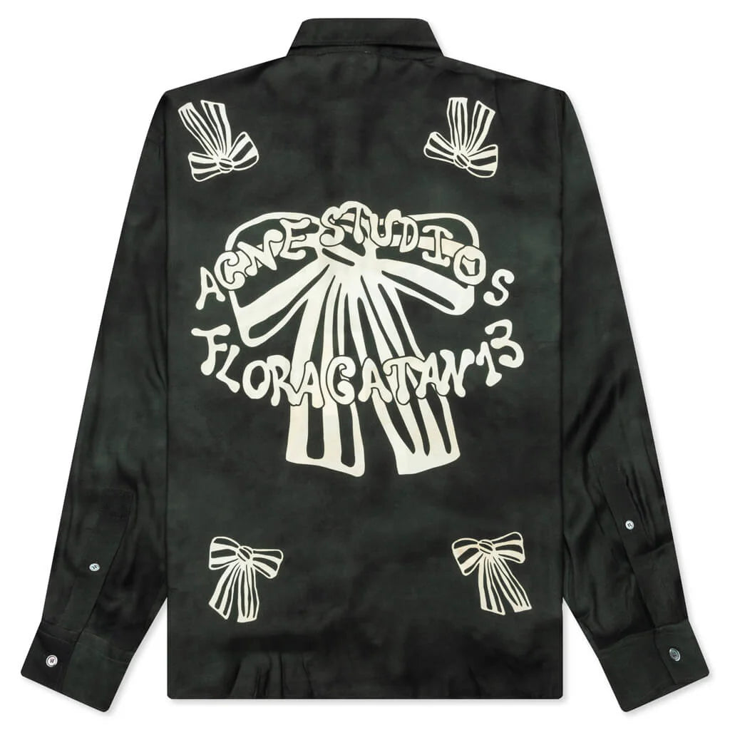 Floragatan Button Up Shirt Black White