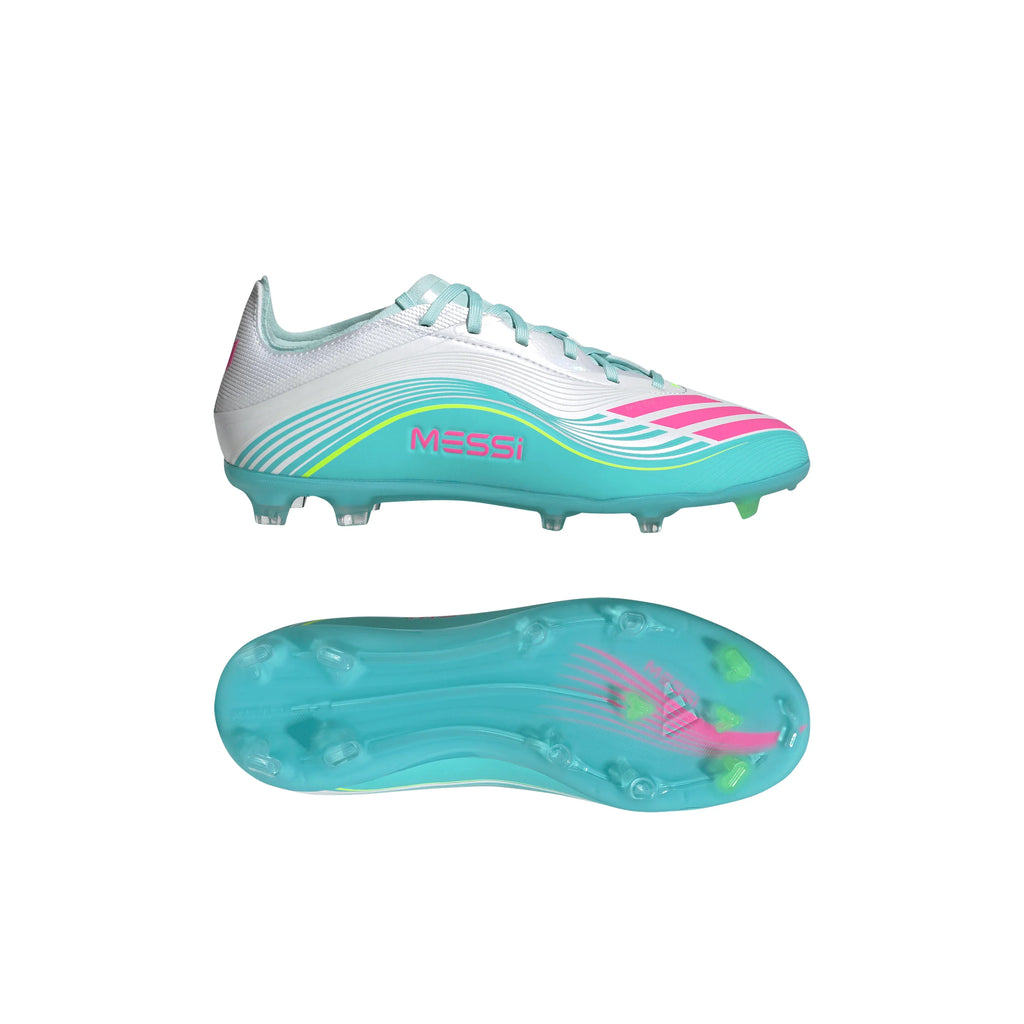 adidas F50 Messi Elite FG Firm Ground Youth Soccer Cleats White Pink Aqua