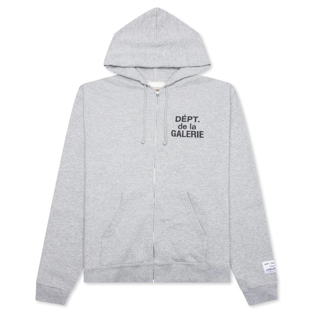 French Zip Hoodie Heather Grey