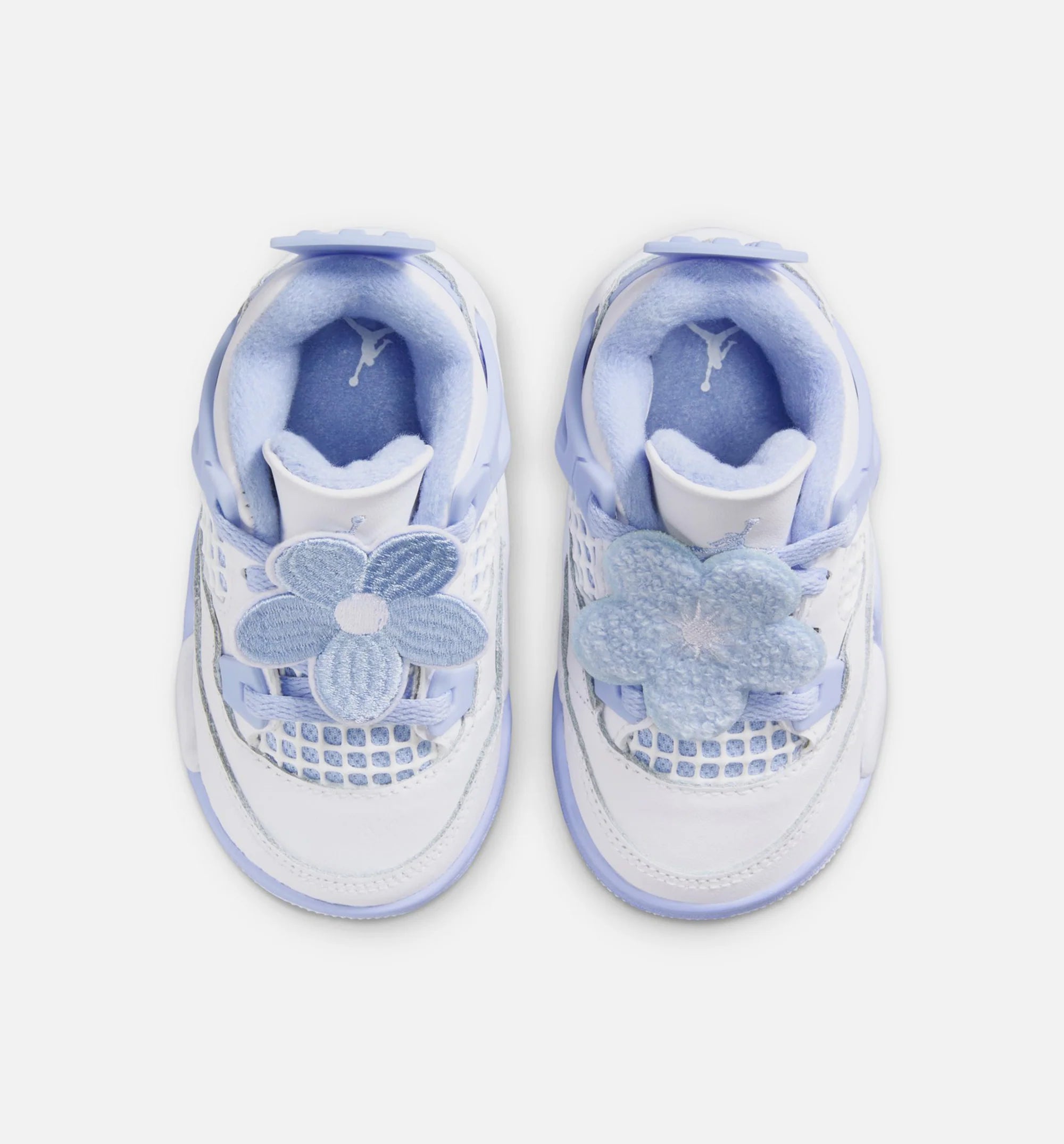 Air Jordan 4 Retro Aluminum Infant Toddler Lifestyle Shoe White Aluminum Blue Tint Oil Green