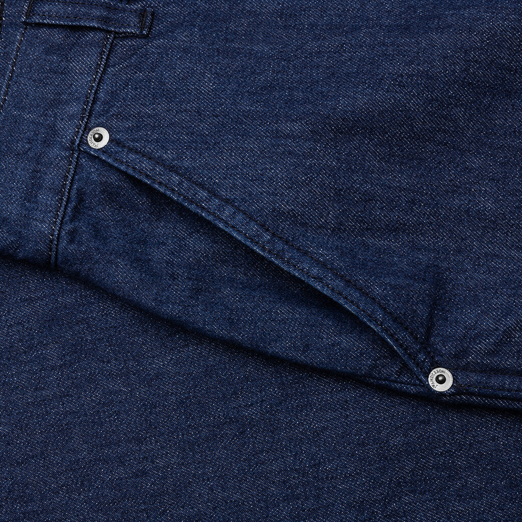Logo Grid Turn Up Workwear Jeans Indigo