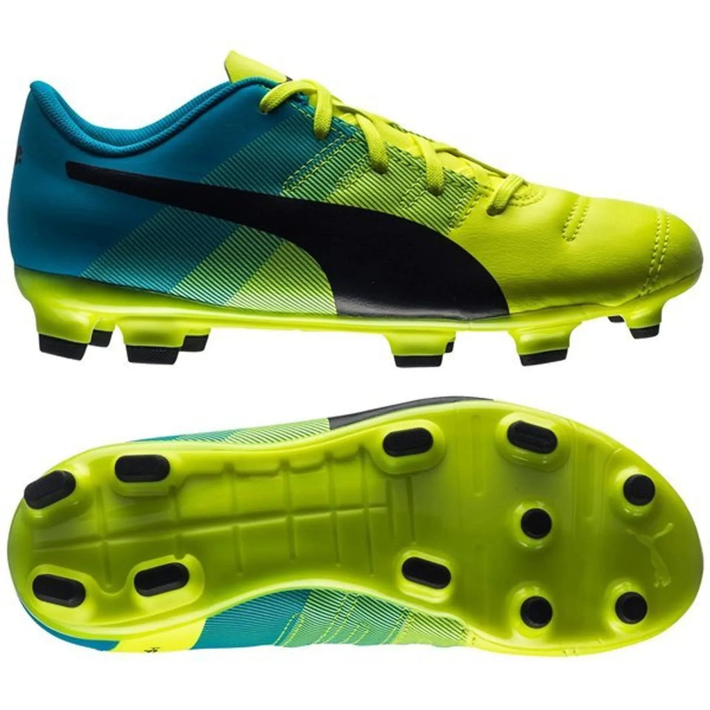 PUMA Evopower 43 FG J Firm Ground Youth Soccer Cleats Safety Yellow Black