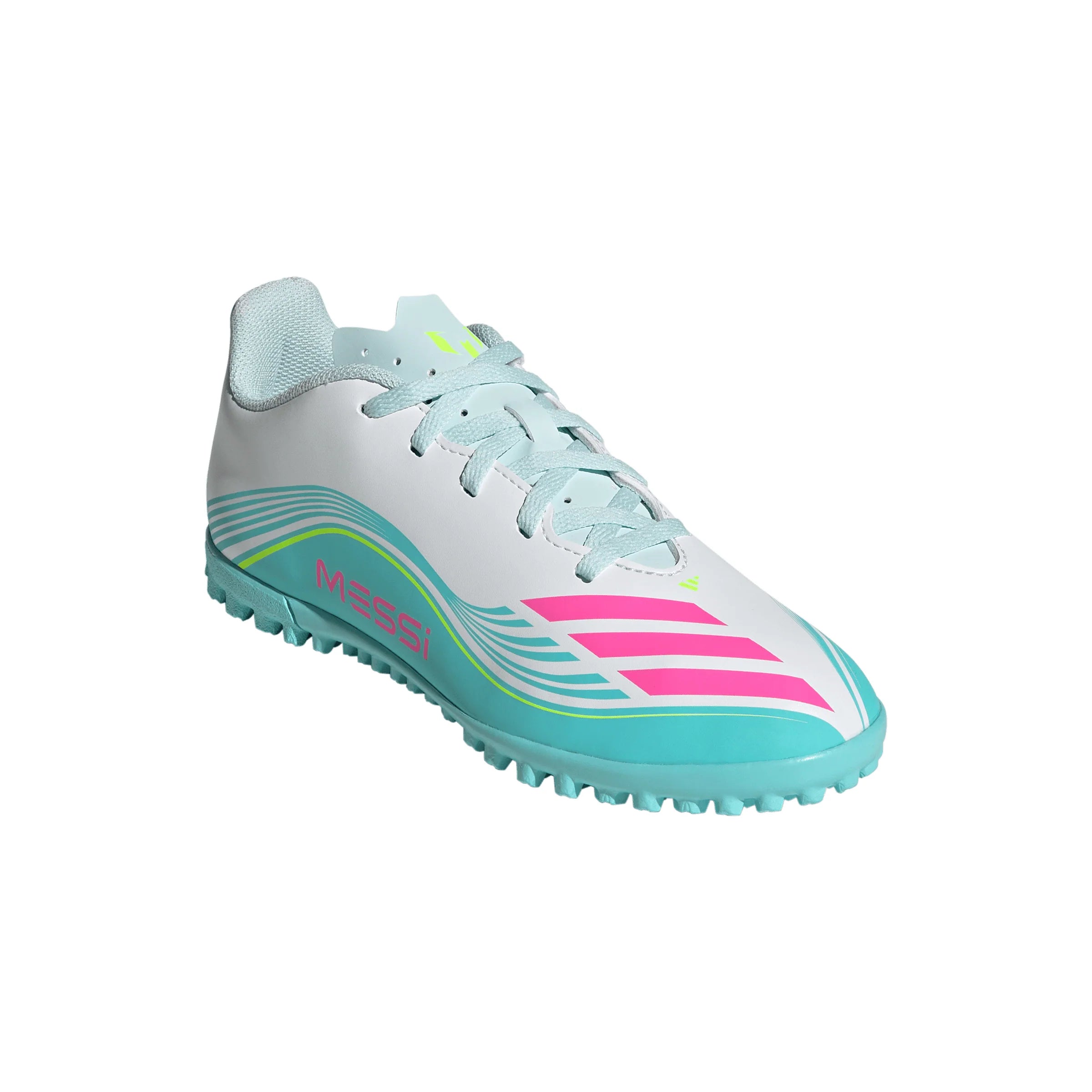 adidas F50 Messi Club TF Turf Youth Soccer Cleats White Pink Aqua
