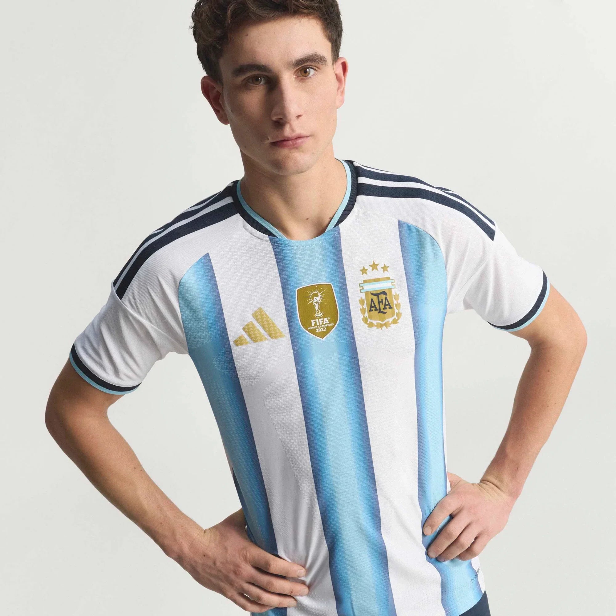 adidas Argentina Home Authentic Mens Soccer Jersey 26 White Blue