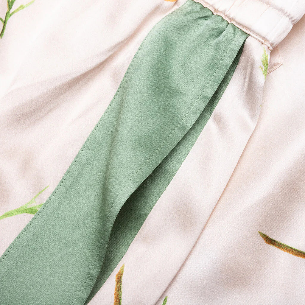 Color Block Silk Shorts Poppy Ivory