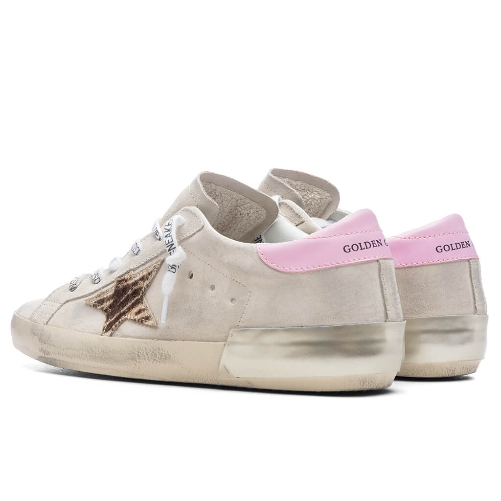 Womens Super Star Suede Upper Zebra Printed Star Seed Pearl Butter Brown Zebra Orchid Pink