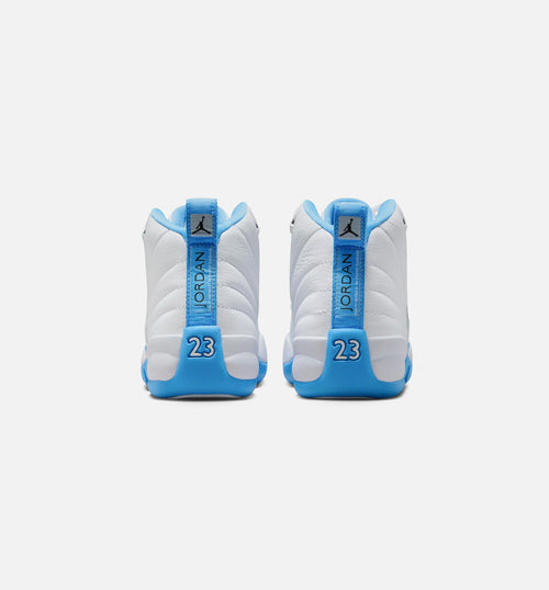 Air Jordan 12 Retro White and University Blue Grade School Lifestyle Shoe White University Blue Metallic Silver