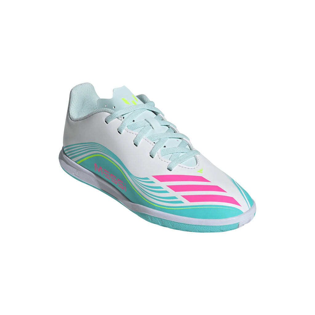 adidas F50 Messi Club IN Indoor Youth Soccer Shoes White Pink Aqua