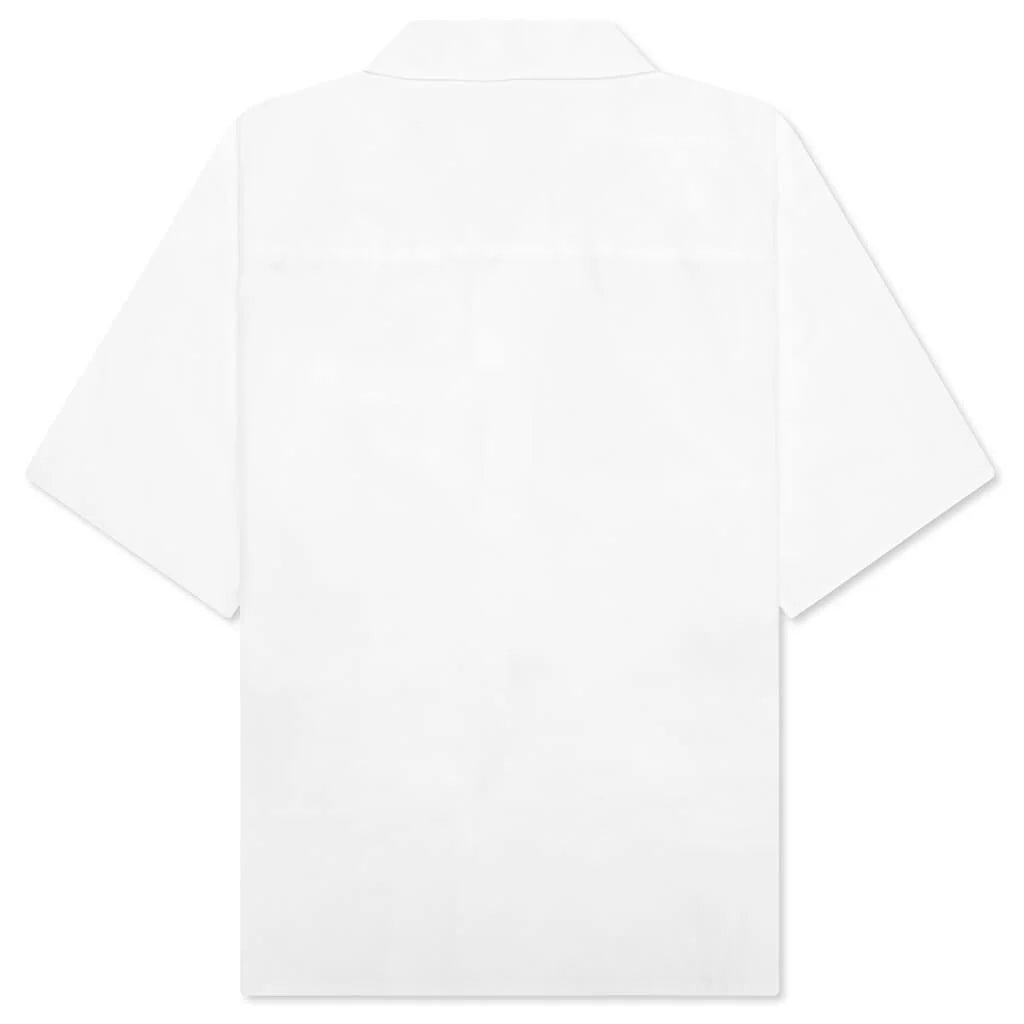 Poplin Bowling Shirt with Dante Patch Lily White