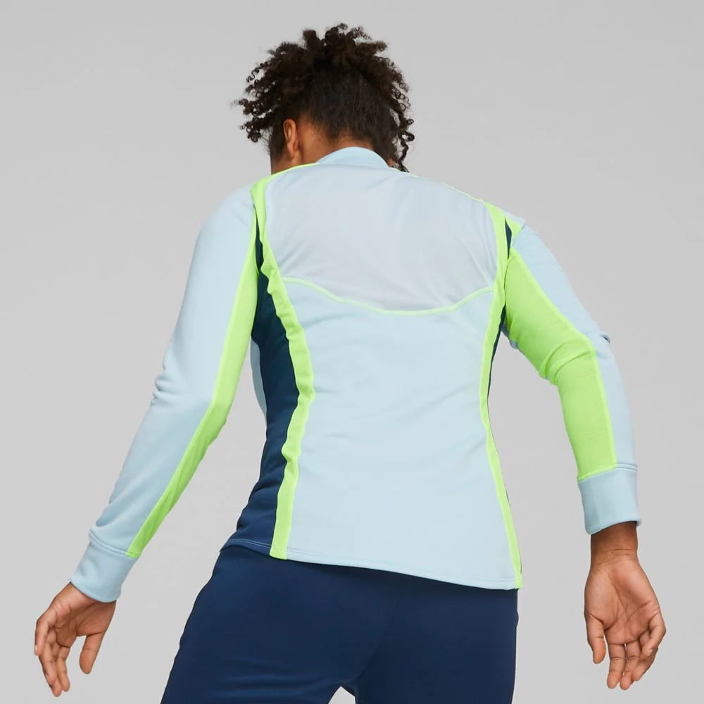 PUMA Womens Individualblaze 1 4 Zip Training Top Silver Sky Persian Blue