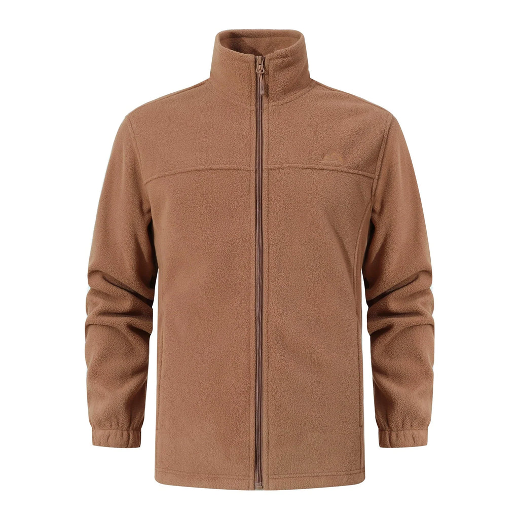 Mens Fleece Full Zip Brown Jacket