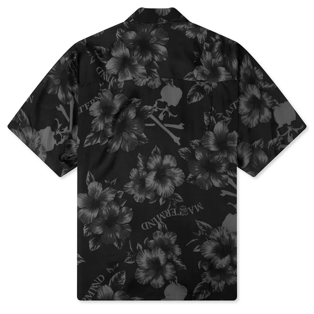 Hibiscus Washable Silk S S Shirt Monochrome