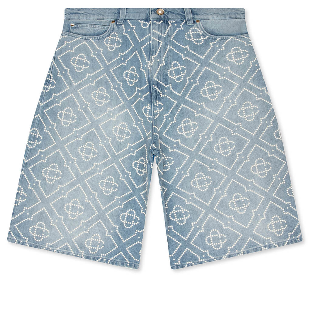 Pearl Monogram Denim Shorts Pearl